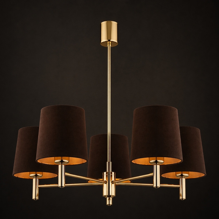Brilagi - Lampadario con asta MONTE 5xE27/60W/230V marrone/oro