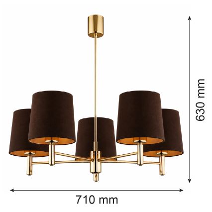 Brilagi - Lampadario con asta MONTE 5xE27/60W/230V marrone/oro
