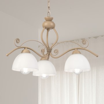 Brilagi - Lampadario con catena ANTICO MODERN 3xE27/60W/230V beige