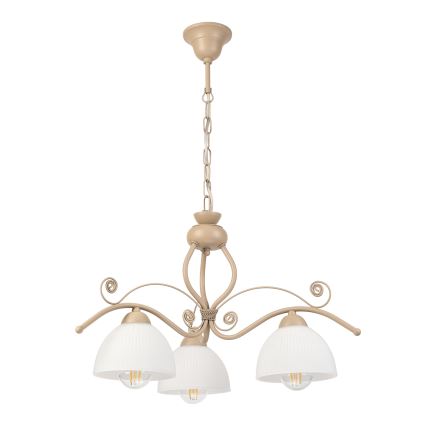 Brilagi - Lampadario con catena ANTICO MODERN 3xE27/60W/230V beige