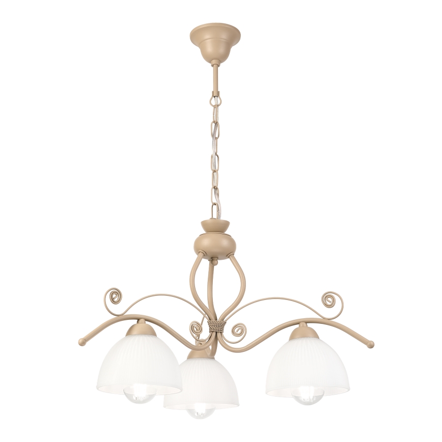 Brilagi - Lampadario con catena ANTICO MODERN 3xE27/60W/230V beige