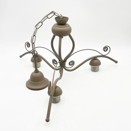Brilagi - Lampadario con catena ANTICO MODERN 3xE27/60W/230V beige