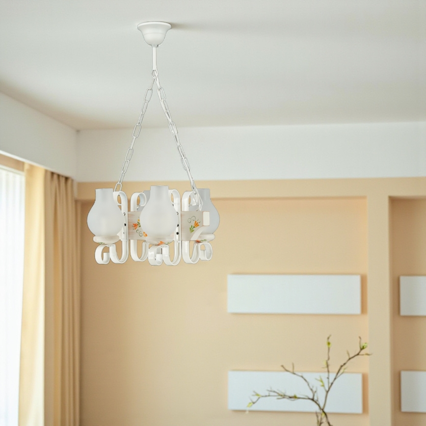 Brilagi - Lampadario con catena QUEEN 4xE14/40W/230V faggio/crema