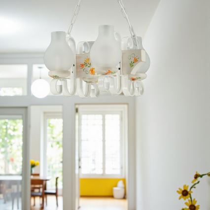 Brilagi - Lampadario con catena QUEEN 4xE14/40W/230V faggio/crema