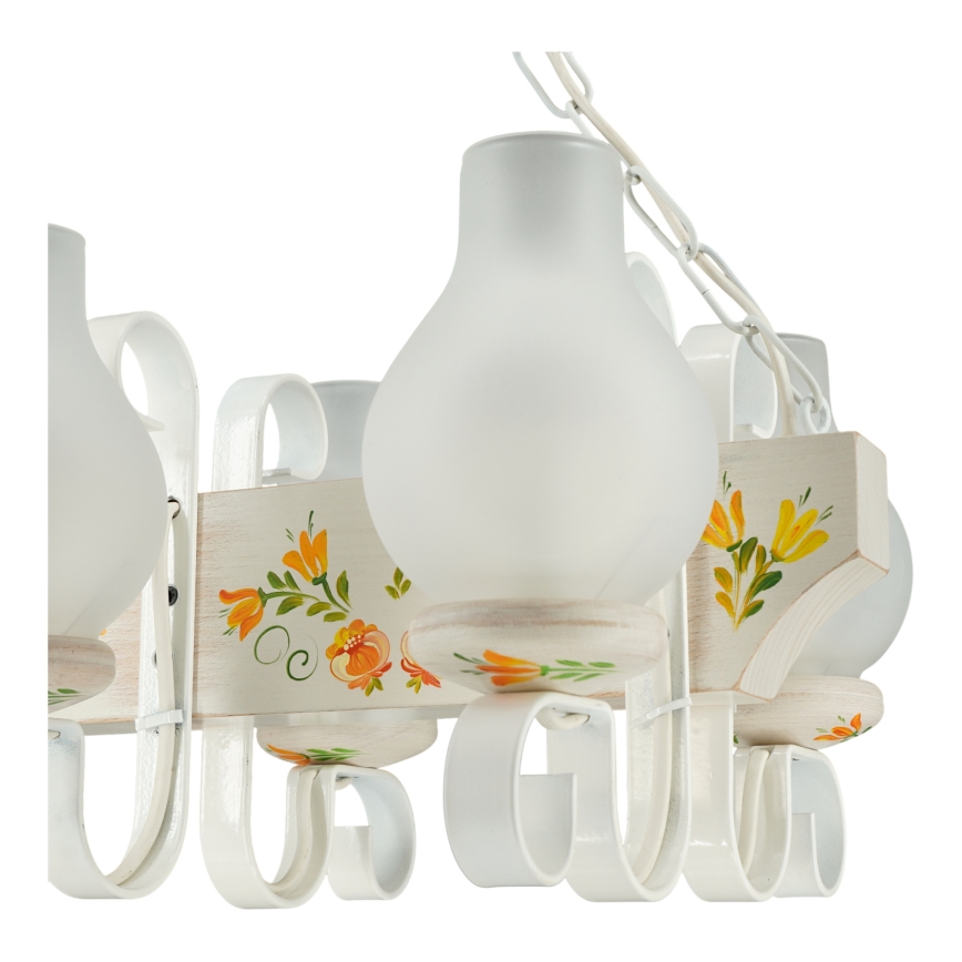 Brilagi - Lampadario con catena QUEEN 4xE14/40W/230V faggio/crema