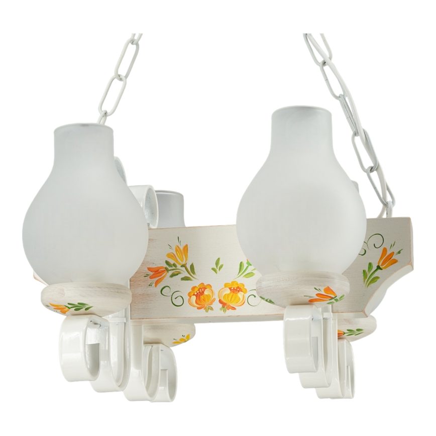 Brilagi - Lampadario con catena QUEEN 4xE14/40W/230V faggio/crema