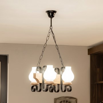 Brilagi - Lampadario con catena QUEEN 4xE14/40W/230V, finitura rovere