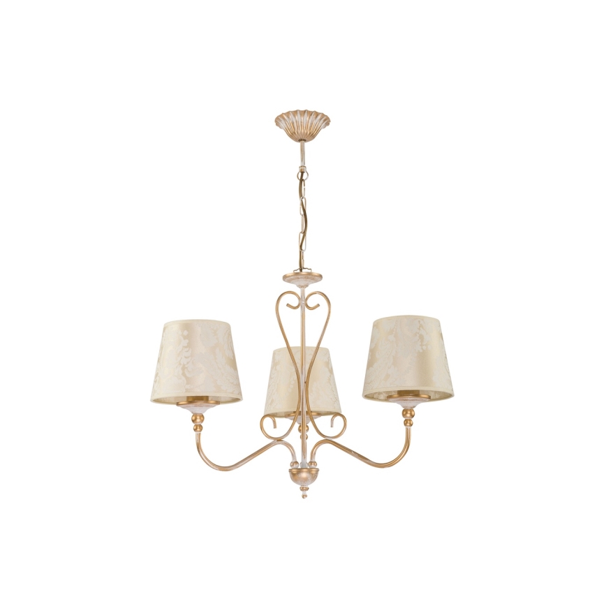 Brilagi - Lampadario con catena SONIA 3xE27/15W/230V Ø 64 cm crema/patina