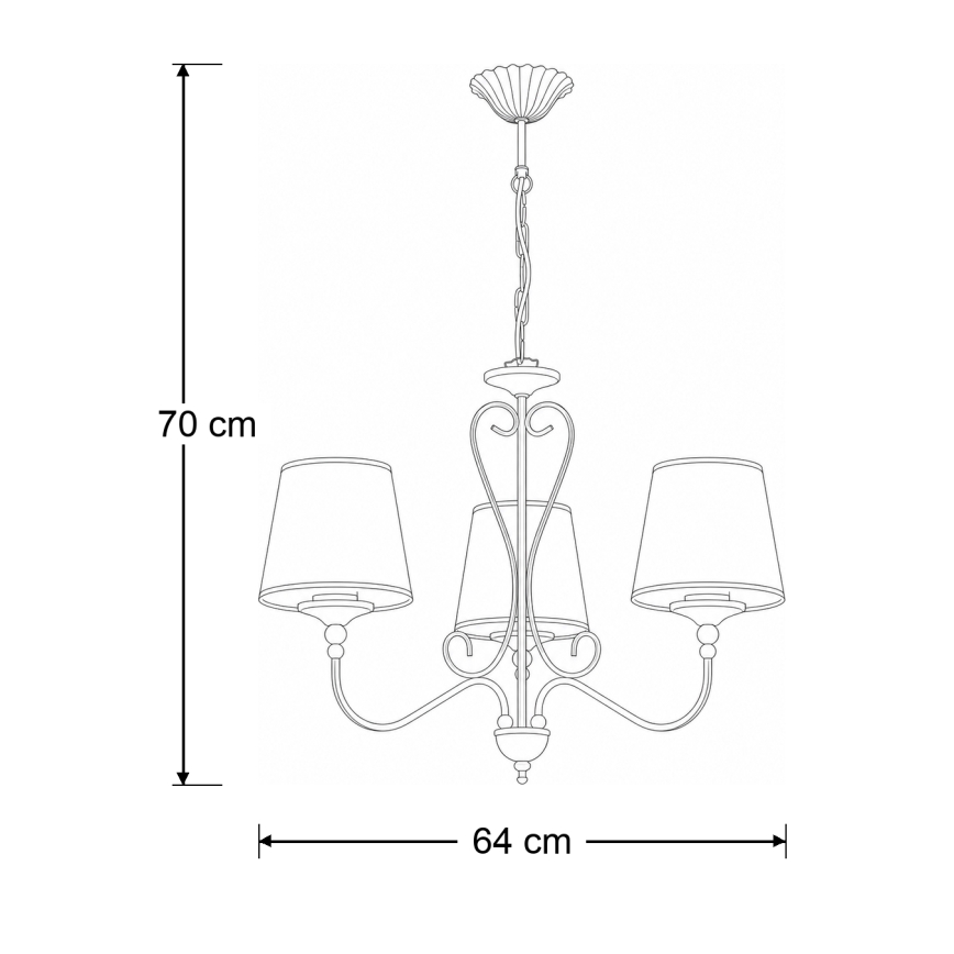 Brilagi - Lampadario con catena SONIA 3xE27/15W/230V Ø 64 cm crema/patina