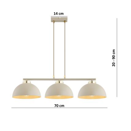 Brilagi - Lampadario con cavo 3xE27/60W/230V beige/oro