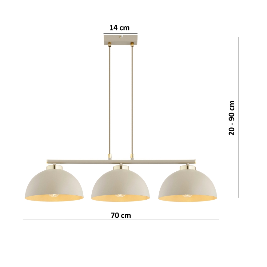 Brilagi - Lampadario con cavo 3xE27/60W/230V beige/oro
