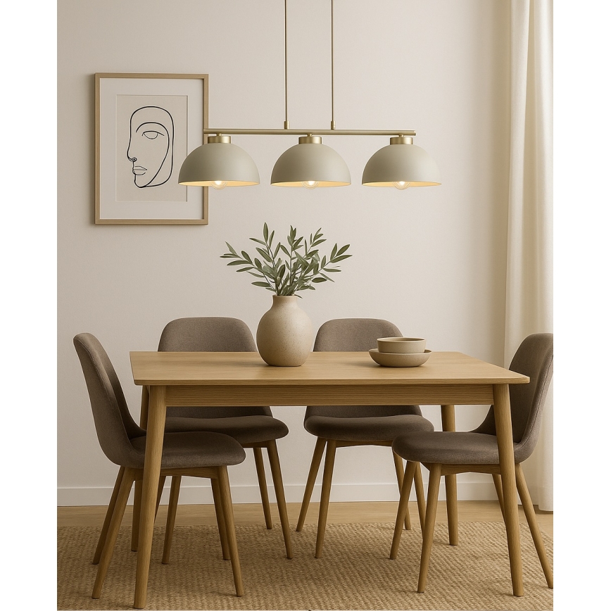 Brilagi - Lampadario con cavo MOON 3xE27/60W/230V beige/oro