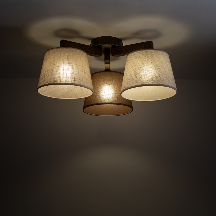 Brilagi - Lampadario da soffitto a montaggio superficiale LATTE 3xE27/60W/230V pino/mix
