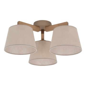 Brilagi - Lampadario da soffitto a montaggio superficiale LATTE SABIA 3xE27/15W/230V pino/beige