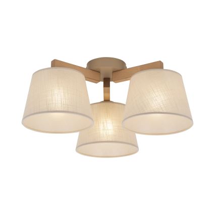 Brilagi - Lampadario da soffitto a montaggio superficiale LATTE SABIA 3xE27/60W/230V pino/beige