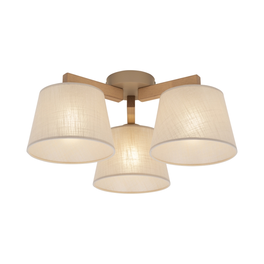 Brilagi - Lampadario da soffitto a montaggio superficiale LATTE SABIA 3xE27/60W/230V pino/beige