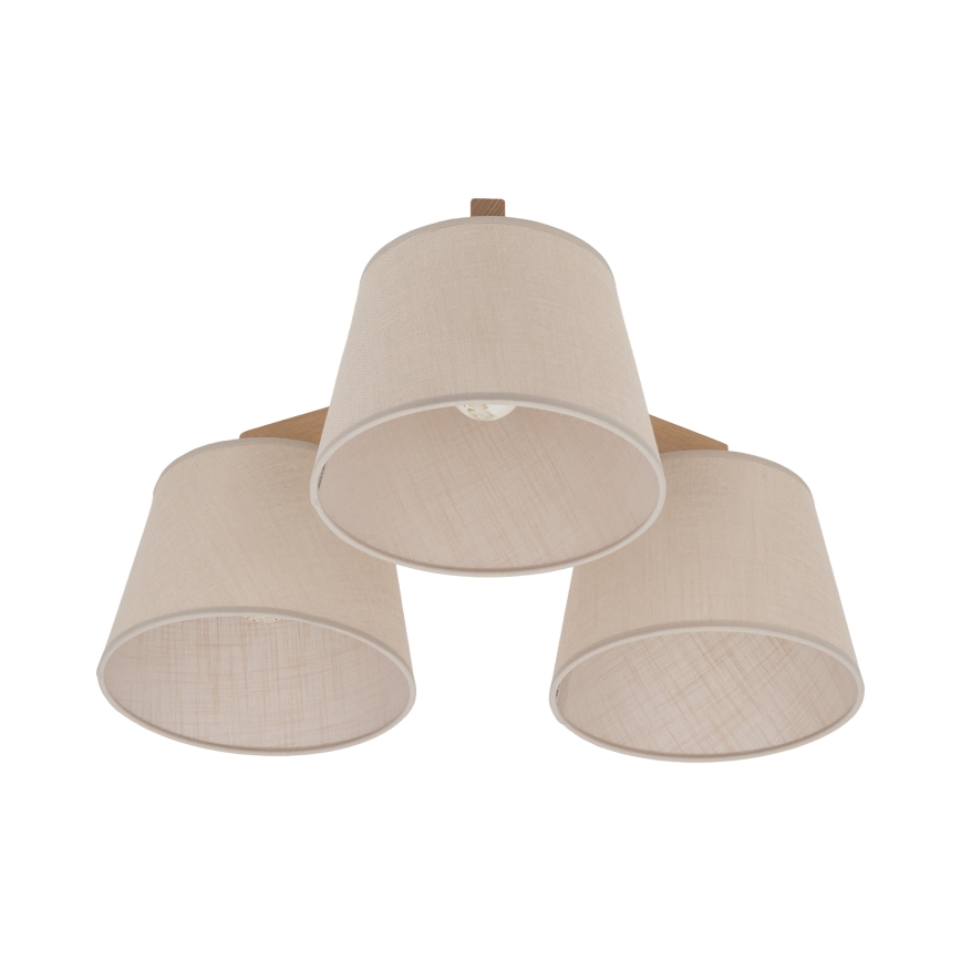 Brilagi - Lampadario da soffitto a montaggio superficiale LATTE SABIA 3xE27/60W/230V pino/beige