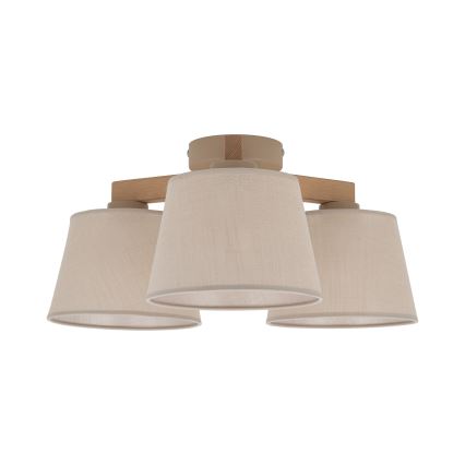 Brilagi - Lampadario da soffitto a montaggio superficiale LATTE SABIA 3xE27/60W/230V pino/beige