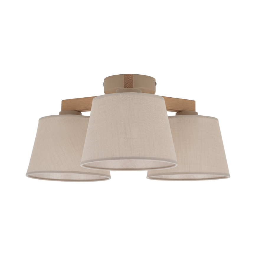 Brilagi - Lampadario da soffitto a montaggio superficiale LATTE SABIA 3xE27/60W/230V pino/beige