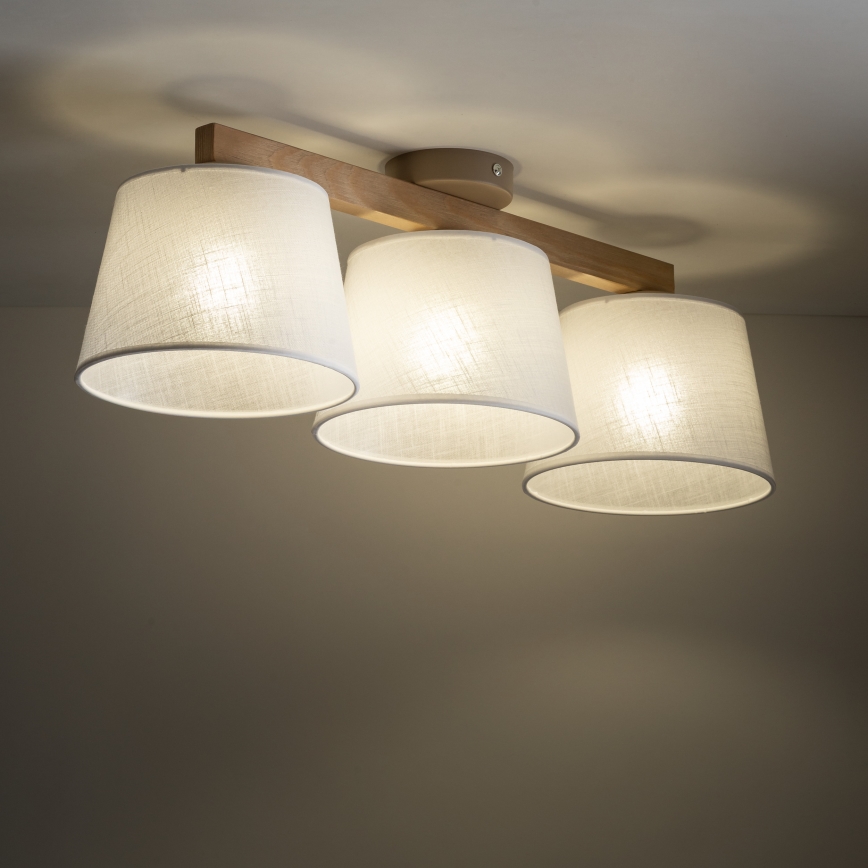 Brilagi - Lampadario da soffitto a montaggio superficiale LATTE SABIA 3xE27/60W/230V pino/bianco