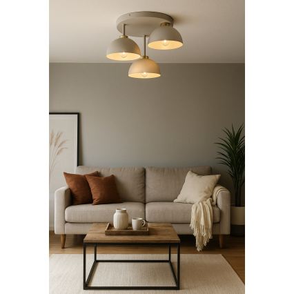 Brilagi - Lampadario da soffitto a plafone MOON 3xE27/60W/230V beige/oro