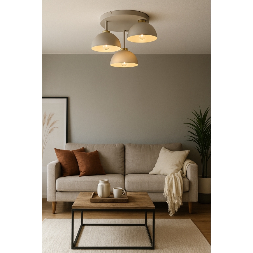 Brilagi - Lampadario da soffitto a plafone MOON 3xE27/60W/230V beige/oro