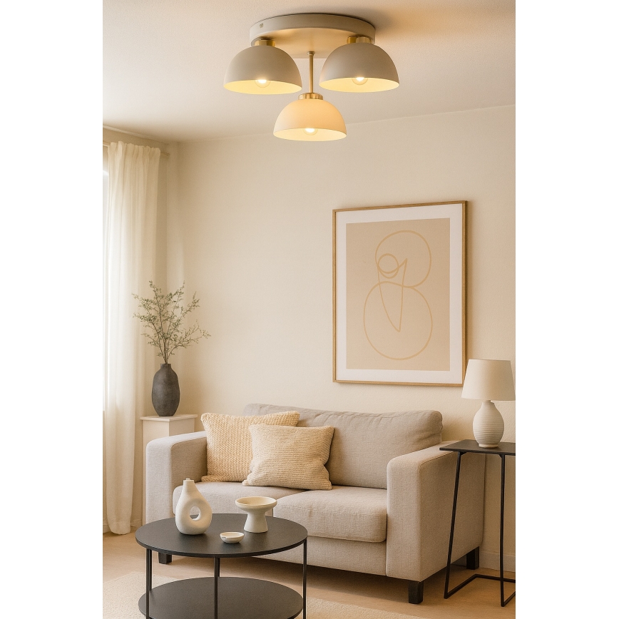 Brilagi - Lampadario da soffitto a plafone MOON 3xE27/60W/230V beige/oro