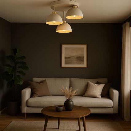 Brilagi - Lampadario da soffitto a plafone MOON 3xE27/60W/230V beige/oro