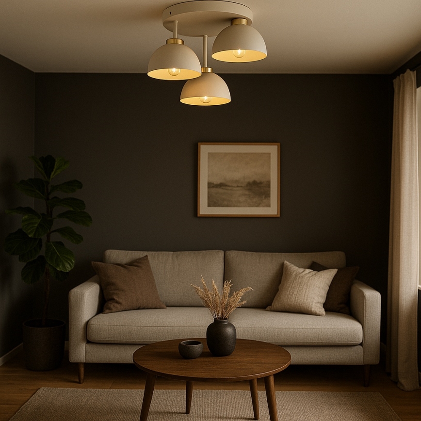 Brilagi - Lampadario da soffitto a plafone MOON 3xE27/60W/230V beige/oro