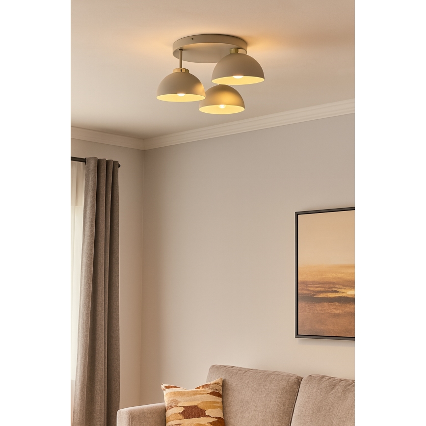 Brilagi - Lampadario da soffitto a plafone MOON 3xE27/60W/230V beige/oro