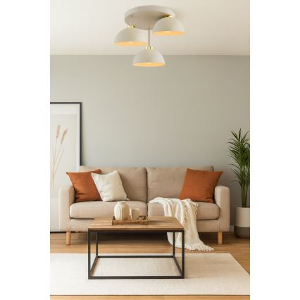 Brilagi - Lampadario da soffitto a plafone MOON 3xE27/60W/230V beige/oro