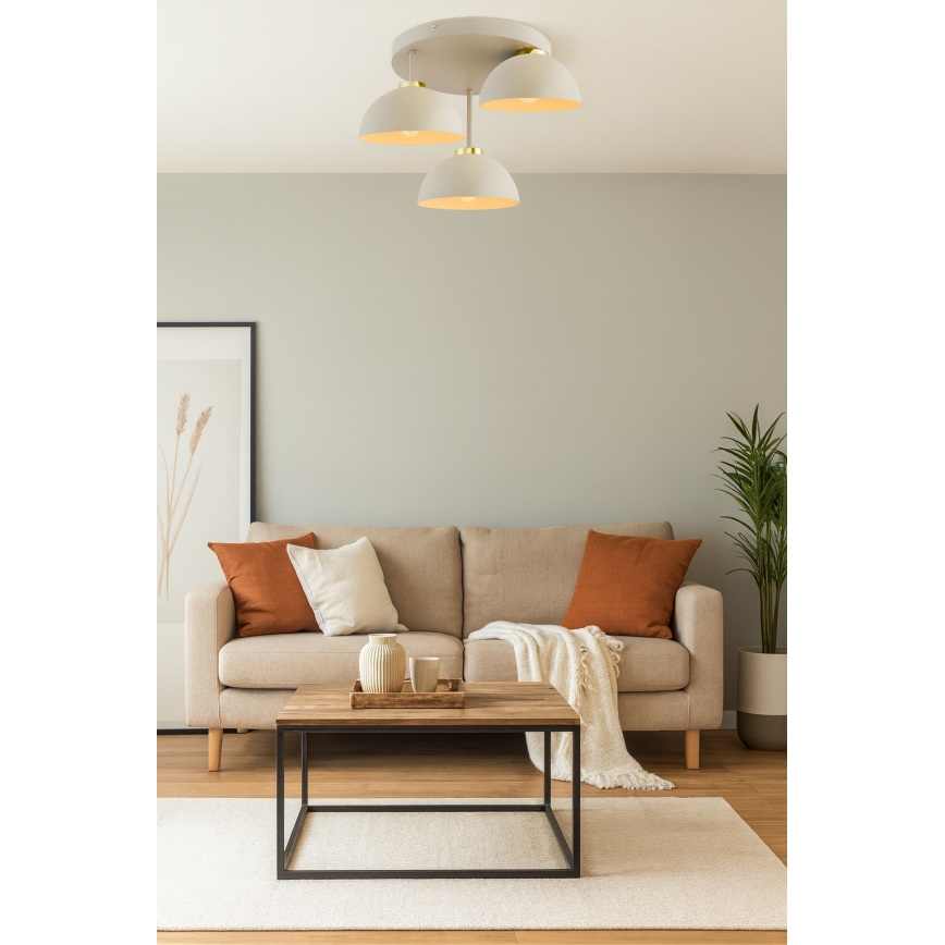 Brilagi - Lampadario da soffitto a plafone MOON 3xE27/60W/230V beige/oro