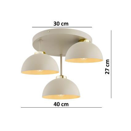 Brilagi - Lampadario da soffitto a plafone MOON 3xE27/60W/230V beige/oro