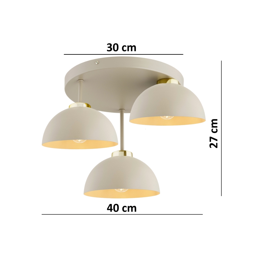 Brilagi - Lampadario da soffitto a plafone MOON 3xE27/60W/230V beige/oro