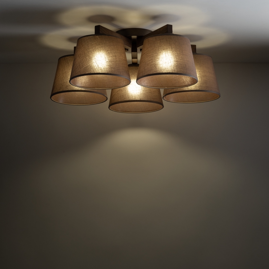 Brilagi - Lampadario da soffitto LATTE 5xE27/60W/230V pino/marrone