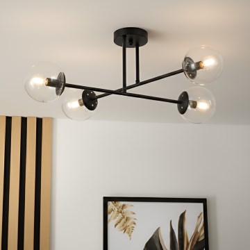 Brilagi - Lampadario da soffitto MALIVA 4xE14/15W/230V nero/trasparente