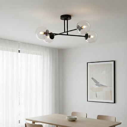 Brilagi - Lampadario da soffitto MALIVA 4xE14/15W/230V nero/trasparente