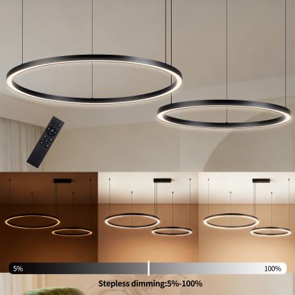 Brilagi - Lampadario LED dimmerabile su cavo PORTOFINO LED/98W/230V 3000-6000K nero + telecomando