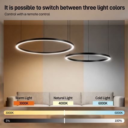 Brilagi - Lampadario LED dimmerabile su cavo PORTOFINO LED/98W/230V 3000-6000K nero + telecomando