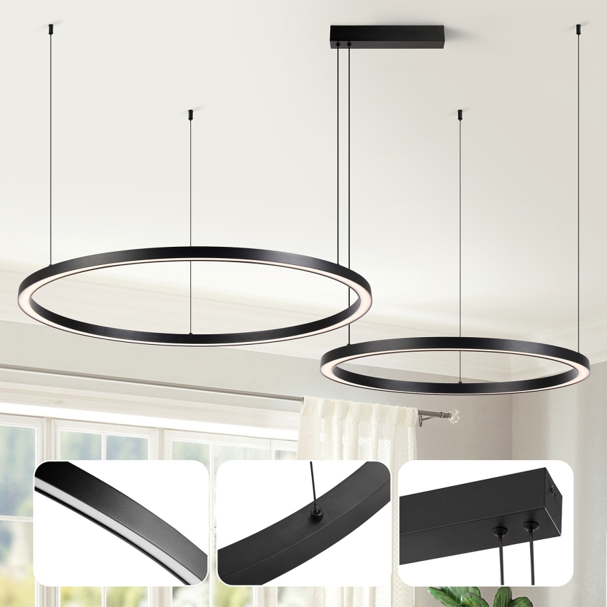 Brilagi - Lampadario LED dimmerabile su cavo PORTOFINO LED/98W/230V 3000-6000K nero + telecomando