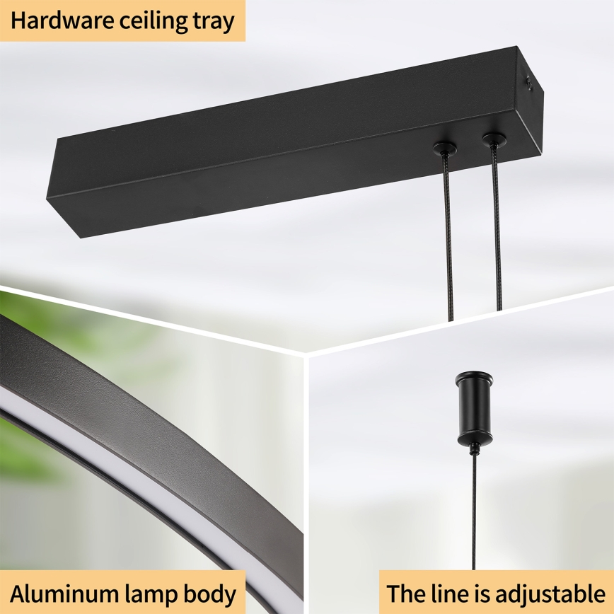 Brilagi - Lampadario LED dimmerabile su cavo PORTOFINO LED/98W/230V 3000-6000K nero + telecomando