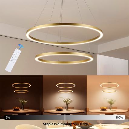 Brilagi - Lampadario a sospensione dimmerabile PORTOFINO LED/98W/230V 3000-6000K Ø 80 cm oro + telecomando