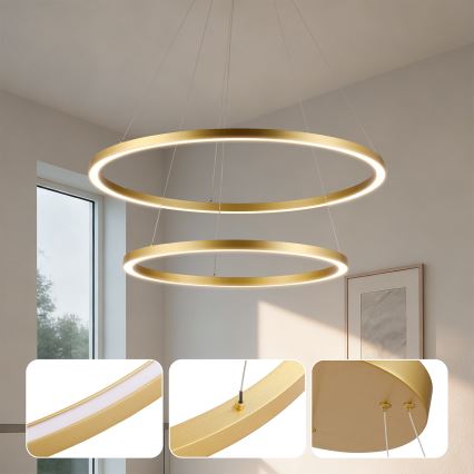 Brilagi - Lampadario a sospensione dimmerabile PORTOFINO LED/98W/230V 3000-6000K Ø 80 cm oro + telecomando