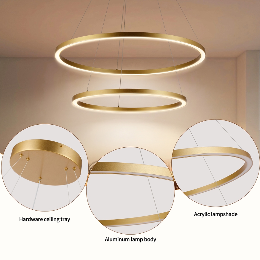 Brilagi - Lampadario a sospensione dimmerabile PORTOFINO LED/98W/230V 3000-6000K Ø 80 cm oro + telecomando