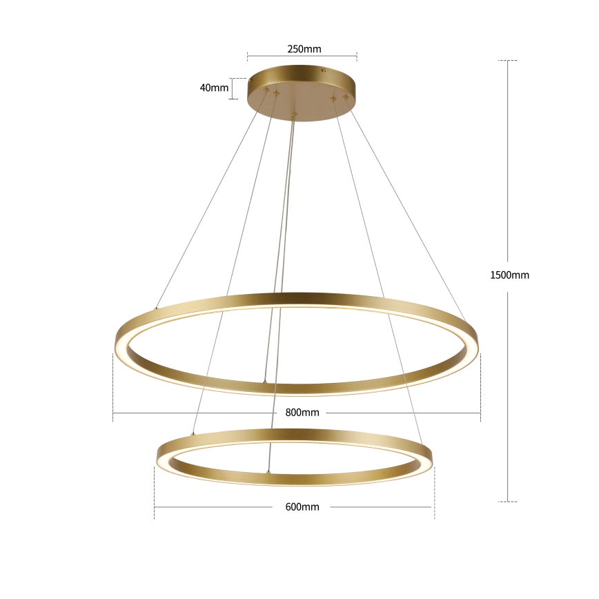 Brilagi - Lampadario a sospensione dimmerabile PORTOFINO LED/98W/230V 3000-6000K Ø 80 cm oro + telecomando