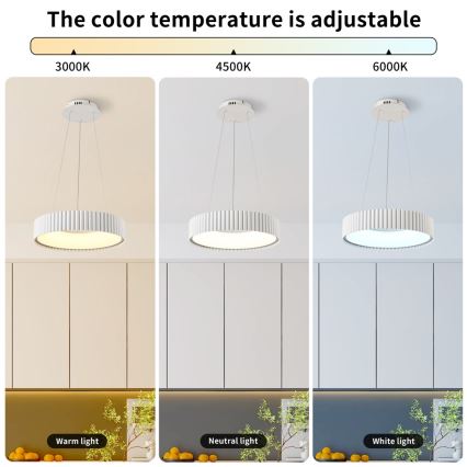 Brilagi - Lampadario LED dimmerabile a sospensione con cavo FALCON MODERN LED/30W/230V 3000-6000K Ø 40 cm bianco + telecomando