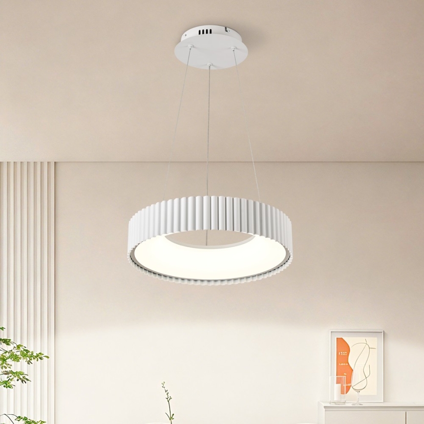 Brilagi - Lampadario LED dimmerabile a sospensione con cavo FALCON MODERN LED/30W/230V 3000-6000K Ø 40 cm bianco + telecomando