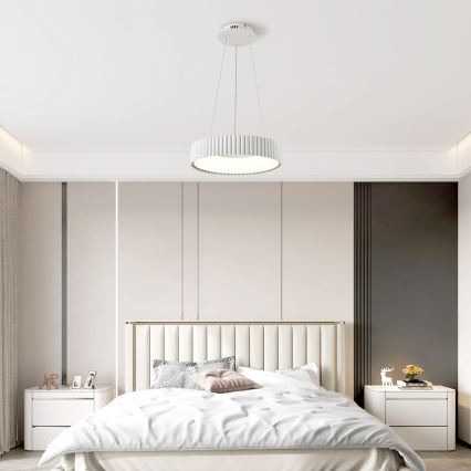 Brilagi - Lampadario LED dimmerabile a sospensione con cavo FALCON MODERN LED/30W/230V 3000-6000K Ø 40 cm bianco + telecomando