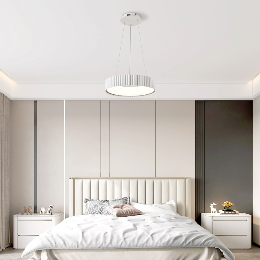 Brilagi - Lampadario LED dimmerabile a sospensione con cavo FALCON MODERN LED/30W/230V 3000-6000K Ø 40 cm bianco + telecomando