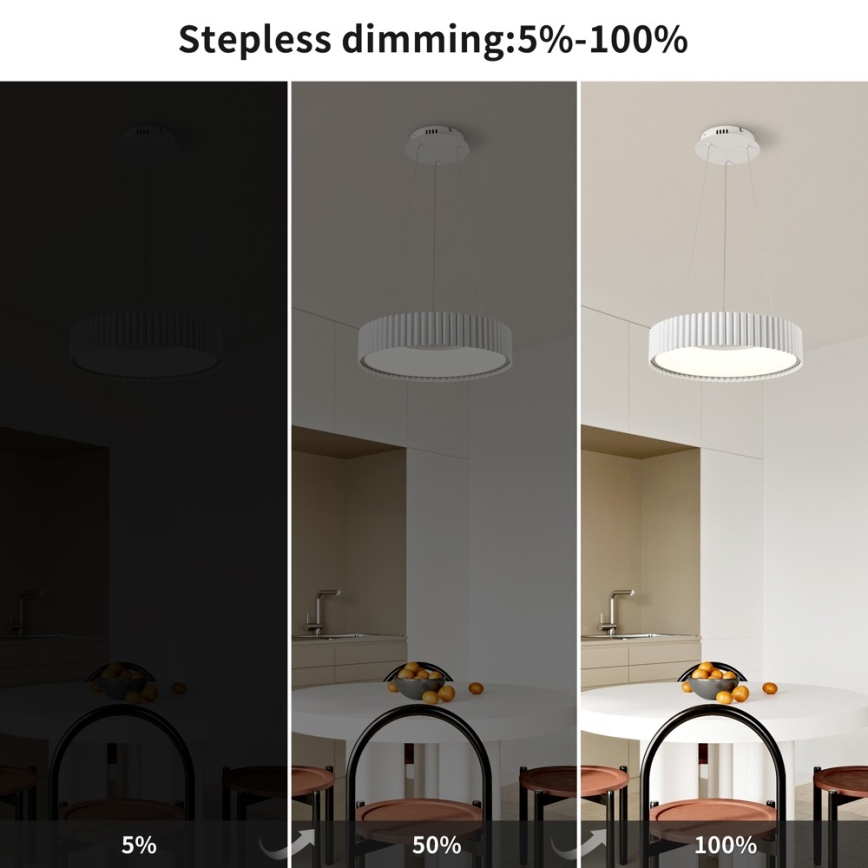 Brilagi - Lampadario LED dimmerabile a sospensione con cavo FALCON MODERN LED/30W/230V 3000-6000K Ø 40 cm bianco + telecomando